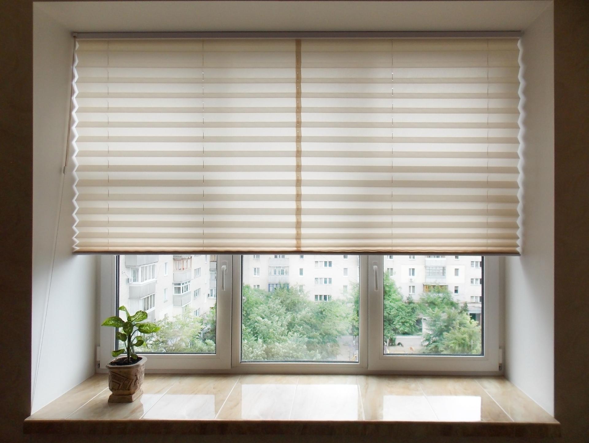 Pleated blinds XL close uo on the window